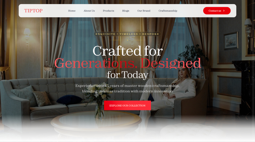 TipTop Furnitures website preview