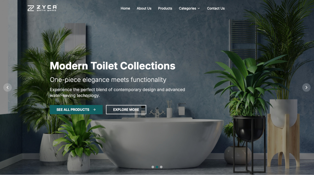 Zyca Bathware website preview